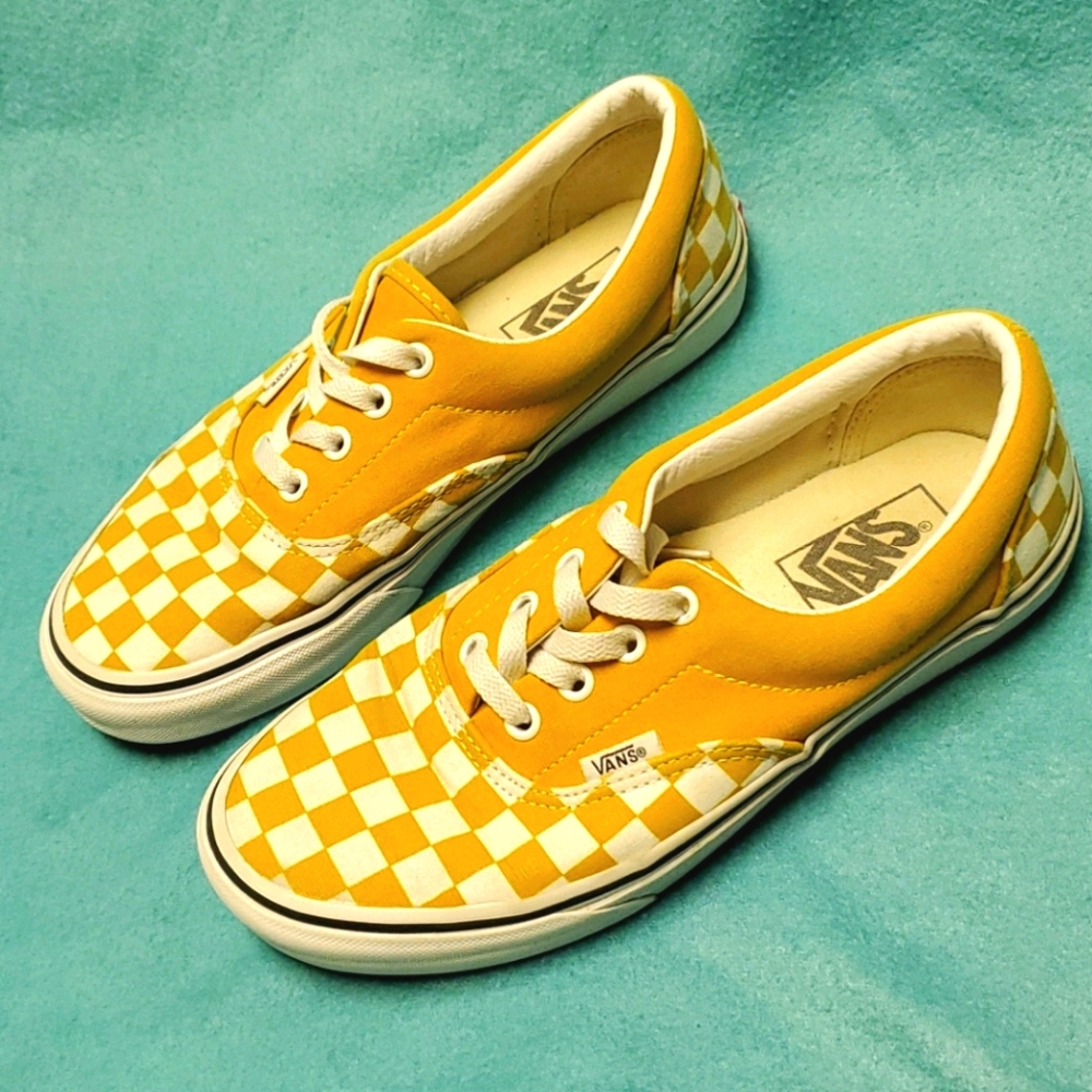 Yolk/mustard Yellow Era Checkered Vans